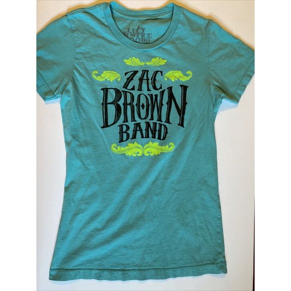 Womens Zac Brown Band size small teal lime cotton tee - Picture 1 of 7